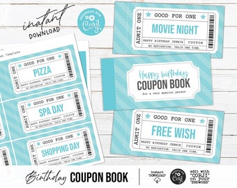 Personalized Birthday Coupon Book for friend, Coupon Book for Her, Girl Friend bff Present - Editable / Printable