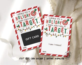Target Gift Card Holder Printable: Holiday Pun Card, Christmas Lights, Candy Cane Border (PDF)