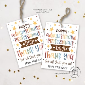 Administrative Professionals Day Gift Tags Printable, Thank You Tags for Admin Staff, Office Appreciation Tags, Admin Week Treat Bag Labels