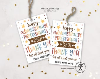 Administrative Professionals Day Gift Tags Printable, Thank You Tags for Admin Staff, Office Appreciation Tags, Admin Week Treat Bag Labels
