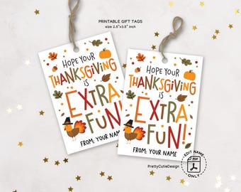 Thanksgiving Gift Tags Printable: Extra Fun Turkey Labels for Kids, Teachers or Classroom Favors