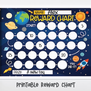 Raum-Belohnung-Diagramm für Kinder, einfache Kinder Belohnung Diagramm, Galaxy Sticker Chart - INSTANT DOWNLOAD