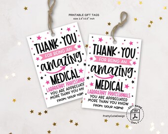 Medical Laboratory Professionals Week Gift Tags Printable, Lab Week Appreciation Tags for Coworkers, Lab Tech Thank You Treat Tags