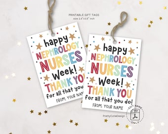 Rainbow Nephrology Nurse Appreciation Gift Tags: Printable Treat Bag Labels