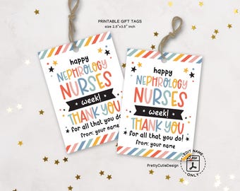 Nephrology Nurse Appreciation Gift Tags: Printable Treat Bag Labels (Digital Download)