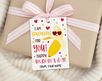Valentine Gift Tag Printable, Banana Pun, Funny Classroom Teacher Coworker Treat Label