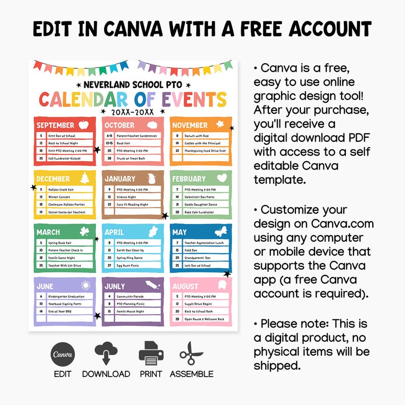 Editable PTO PTA Flyer Bundle: School Event Calendar, Membership Form ...