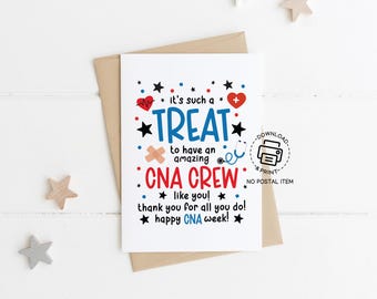 Printable CNA Crew Thank You Card, It’s Such a Treat to Have an Amazing CNA Team, CNA Week Greeting Card Digital Download