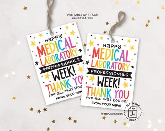 Medical Laboratory Professionals Week Gift Tags Printable, Lab Tech Appreciation Tags, Thank You Tags for Coworkers or Staff