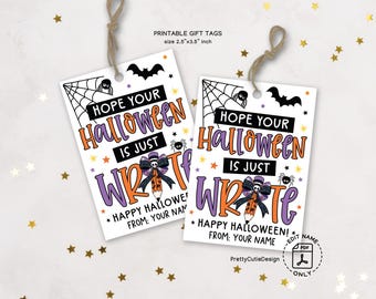 Halloween Pencil Gift Tags: "Hope Your Halloween is Just Write" (Printable PDF Download)