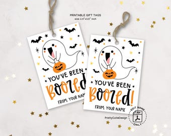 Halloween You've Been Booed Gift Tags, Ghost Treat Bag (Digital Download)