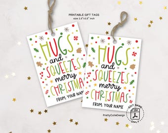 Hugs and Squeezes Christmas Gift Tags: Printable Holiday Favor Tags (PDF Pattern)