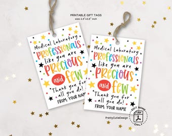 Medical Laboratory Professionals Week Gift Tags Printable, Precious and Few Med Tech Appreciation Tags, Lab Week Gift for Coworkers or Staff