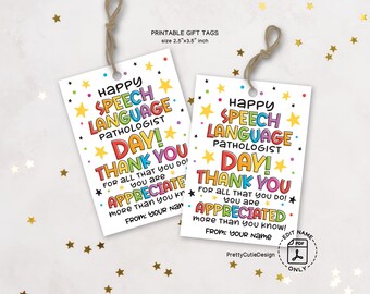 Speech Language Pathologist Day Gift Tag Printable, SLP Appreciation Tag for Therapist, Staff or Team PDF for Instant Download