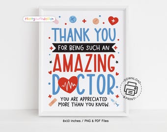 Doctor's Office Sign Printable, Thank You Doctor Poster, Happy Doctor's Day Sign, Instant Download Wall Art, Medical Office Decor
