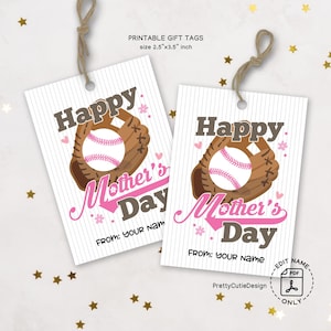 Baseball Muttertag Geschenkanhänger zum Ausdrucken, Sport Mom Geschenkanhänger, Muttertag Geschenkanhänger für Team Mütter, Trainer Mütter, Instant PDF Download