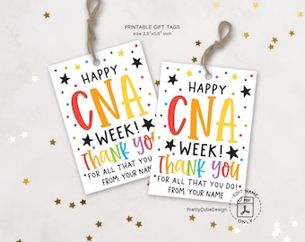 Happy CNA Week Gift Tags, Certified Nursing Assistant Appreciation Tags, Thank You Tags for CNA Staff, Printable Gift Bag Tags