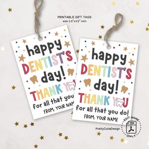 Etykieta na prezent z okazji Dnia Dentysty, Etykiety do wydrukowania z podziękowaniami za Dnia Dentysty, Etykieta na prezent z podziękowaniami za wizytę u dentysty, Etykieta na upominek od dentysty, Etykieta na torbę z przysmakami od dentysty