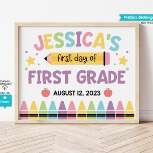 First Day of 1st Grade Sign: Personalized Photo Prop (Digital Download)
