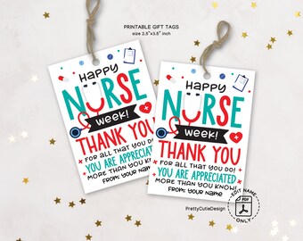 Nurse Appreciation Week Printable Gift Tags, Happy Nurses Week Gift Tag, Nurse Week 2024, Printable Nurse Week Tags, Nurse Week Thank You