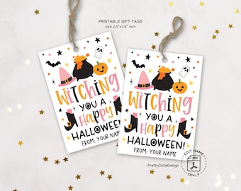 Halloween Gift Tags Printable, Witch Design (Digital Download)