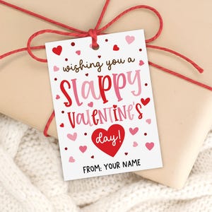 Slap Bracelet Valentine Tag, Sticky Hand Favor, Kids Classroom Party Gift Label, Digital Download