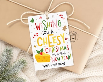 Cheesy Christmas Gift Tags, Funny Printable, Grate New Year Treat Labels, Digital Download
