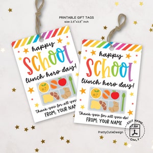 Geschenkanhänger zum Tag des Schulmittagessen-Helden zum Ausdrucken, Geschenkanhänger für Schulmittagsdame, Geschenkanhänger zur Wertschätzung des Schulpersonals, Dankeschön-Geschenkanhänger für Lebensmitteldienstmitarbeiter
