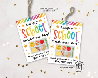 School Lunch Hero Day Gift Tag Printable, School Lunch Lady Tag, School Staff Appreciation Gift Tag, Food Service Worker Thank You Gift Tag