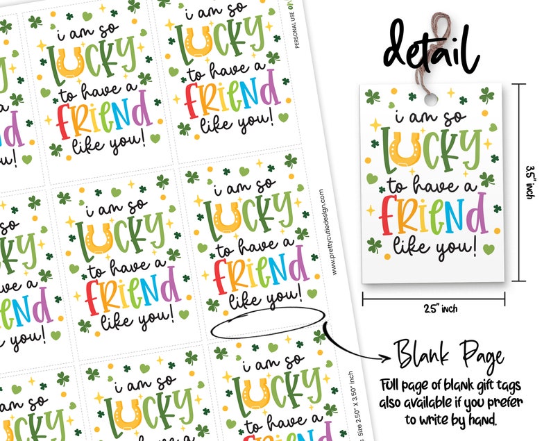 Happy St Patricks Day Printable Gift Tags, Lucky to Have You Friend St ...
