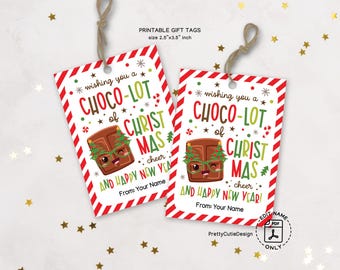 Chocolate Christmas Gift Tag, Printable Kids Favor (Digital Download)