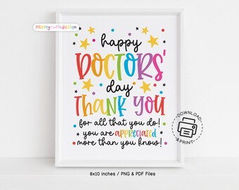 Doctor’s Day Gift Sign, Printable Thank You Doctor Poster, Instant Download Wall Art for Hospitals, Clinics and Medical Offices