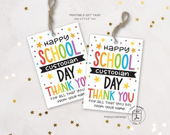 School Custodian Appreciation Gift Tags, Printable Thank You (PDF)