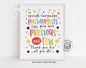 Speech Language Pathologist Day Wall Art Printable, SLP Appreciation Sign, Thank You Gift for Clinic or Office Decor, Rainbow SLP Poster