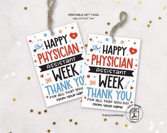 Physician Assistant Week Gift Tags Printable: PA Appreciation Favor, Thank You Treat Tags