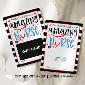 Porta carte regalo per infermieri stampabile, Fantastico buono regalo per infermieri, Regali per la settimana di apprezzamento per gli infermieri, Regali all'ingrosso per la settimana degli infermieri, Biglietto di ringraziamento per infermieri