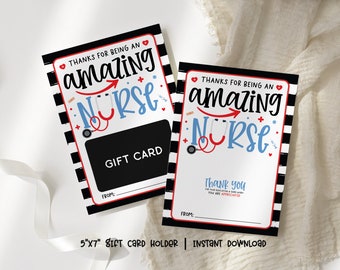 Verpleegkundige cadeaukaart houder afdrukbaar, verpleegkundigen geweldige cadeaubon, verpleegkundige waardering week geschenken, verpleegkundige week geschenken bulk, verpleegkundige dank u kaart