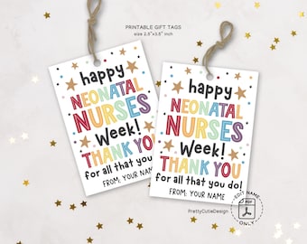 Neonatal Nurse Appreciation Gift Tags: Colorful Thank You Treat Bag Labels (Instant Download)