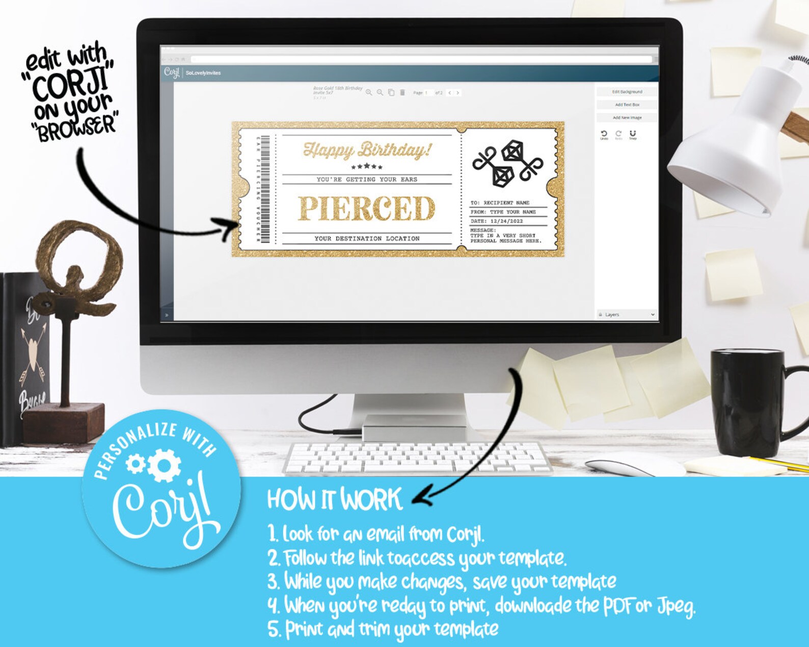 Ear Piercing Gift Certificate Template Ear Piercing Voucher Etsy Ireland