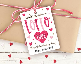 Valentine Lotto Ticket Tag Printable, Heart Design, Scratch Card Gift Label, Digital Download