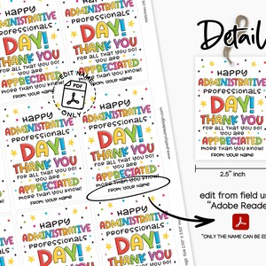 Admin Professionals Printable Gift Tags, Administrative Professionals Day Tag Printable, Administrative Day Thank You Tag, Employee Gift Tag