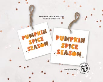 Pumpkin Spice Gift Tags: Printable Fall Favor Labels (PDF Download)