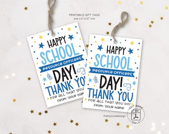 School Resource Officer Gift Tags Printable, Happy Campus Safety Appreciation, Thank You Tags