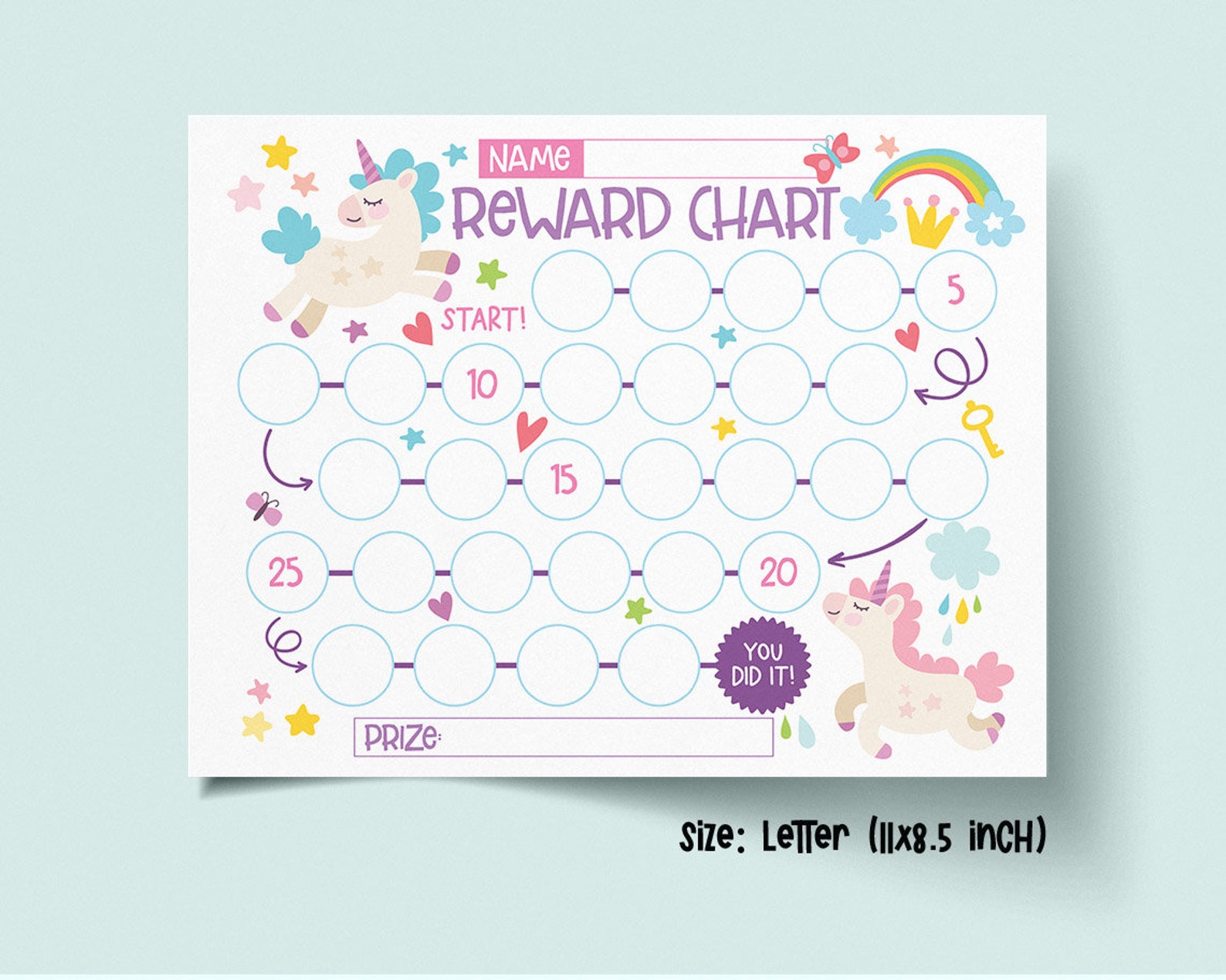 unicorn-rainbow-reward-chart-for-kids-simple-kids-reward-etsy