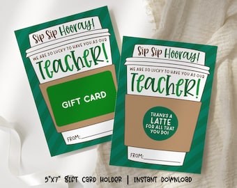 We Are So Lucky To Have You As Our Teacher, Teacher and Staff Appreciation Gift Card Holder - Printable