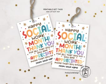 Social Work Month Gift Tag Printable, Social Workers Thank You Tag, Goodie Bag Staff Appreciation Tags, Social Worker Appreciation Tag