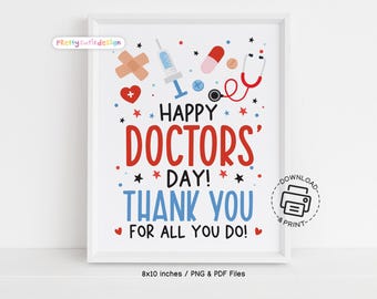 Happy Doctor’s Day Appreciation Sign, Thank You Doctor Poster, Printable Doctor’s Office Sign, Instant Download Celebration Decor