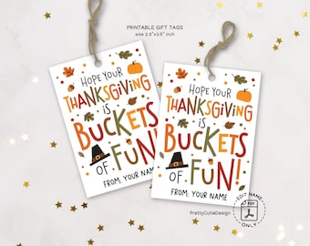 Thanksgiving Gift Tags Printable: Buckets of Fun Favor Labels (PDF)
