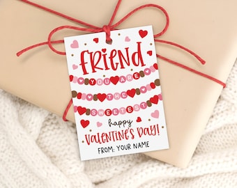 Friend Valentine Gift Tag Printable, You Are the Sweetest, Treat Bag Label, Digital Download