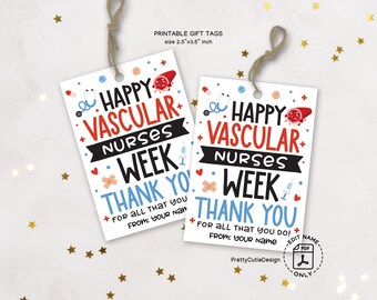 Vascular Nurse Appreciation Gift Tags: Printable Thank You Favor Tags (Instant Download)